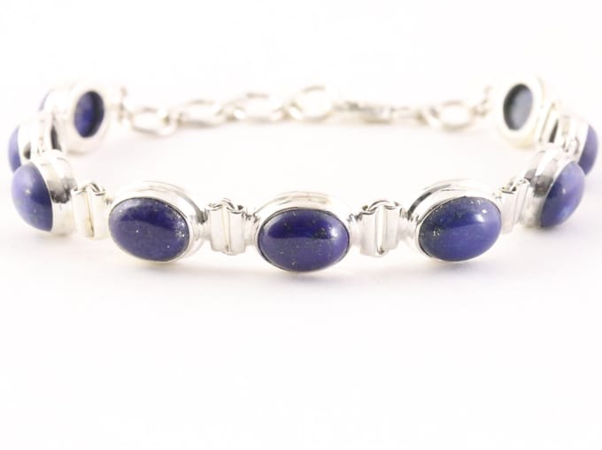 Zware zilveren armband met lapis lazuli