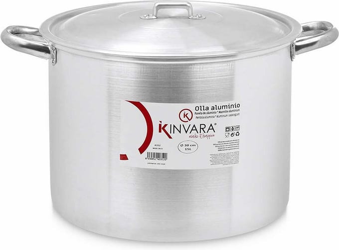 Kinvara grote kookpan/Soeppan met deksel - Aluminium - 15 liter - D30 x H27 cm