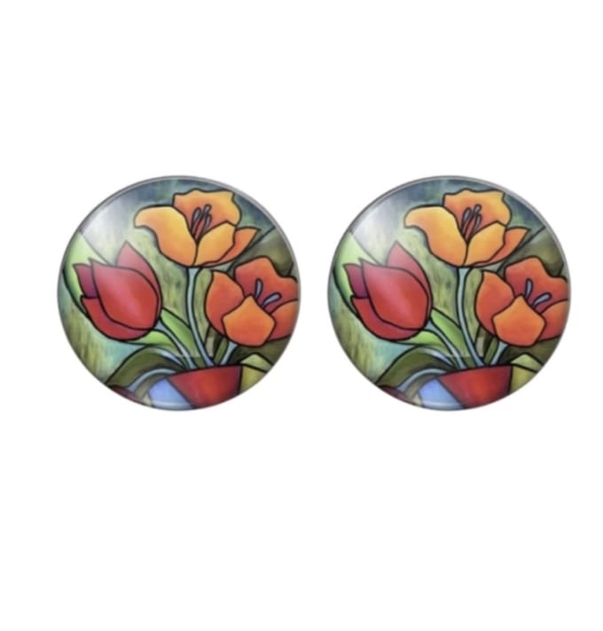 Clip oorbellen Tulp 2 cm rood