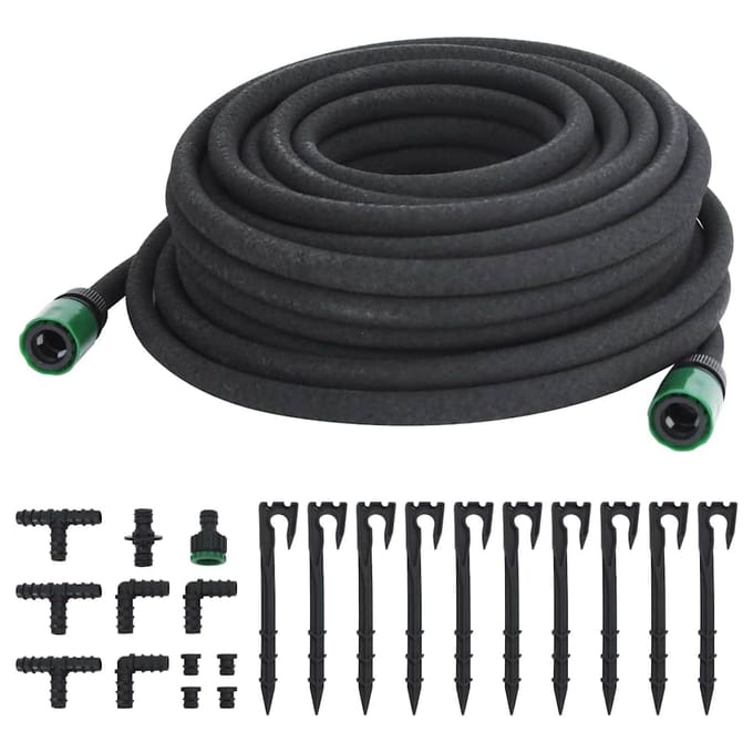 vidaXL - Druppelslang - 0,6'' - 25 - m - rubber - zwart