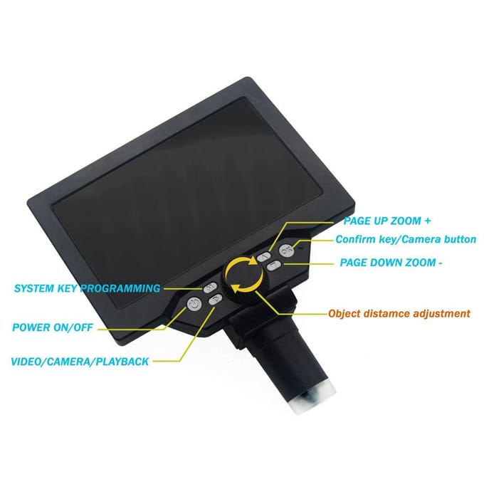 G1200 Digitale Microscoop 7 Inch Groot Kleurenscherm Grote Basis LCD-Display 12MP 1-1200X Continu EU Plug& With battery