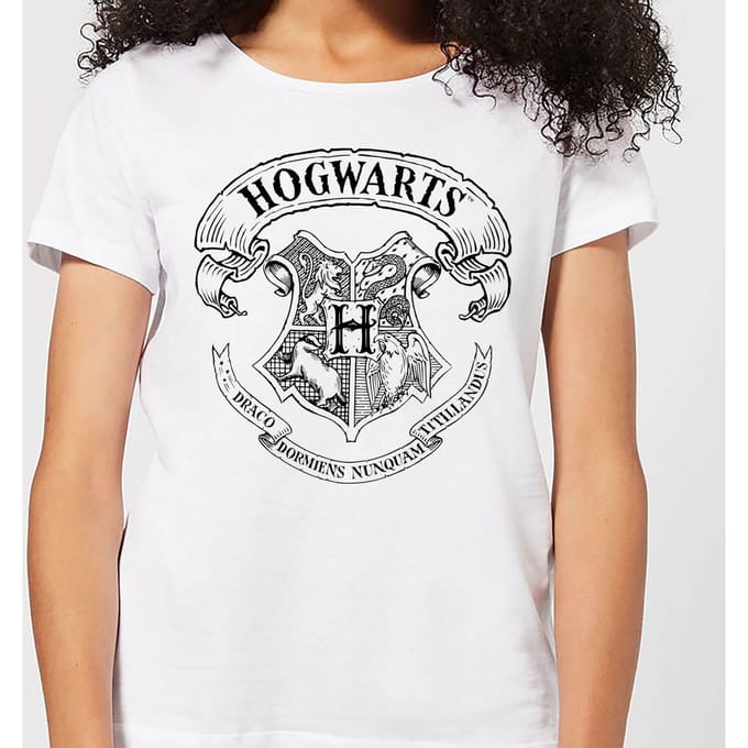 Harry Potter Hogwarts Crest Dames T-shirt - Wit - S