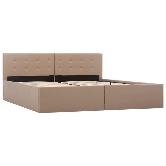 vidaXL - Bedframe - met - opslag - hydraulisch - kunstleer - cappuccino - 160x200 - cm