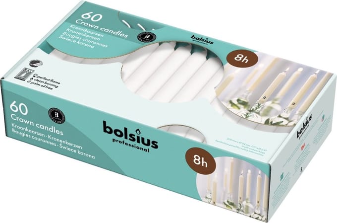 Bolsius Professional - Horeca kroonkaarsen - 60 stuks per verpakking - Wit