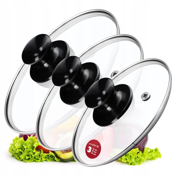 Set van 3 Glazen Deksel voor Pannen & Koekenpannen (16-20cm)