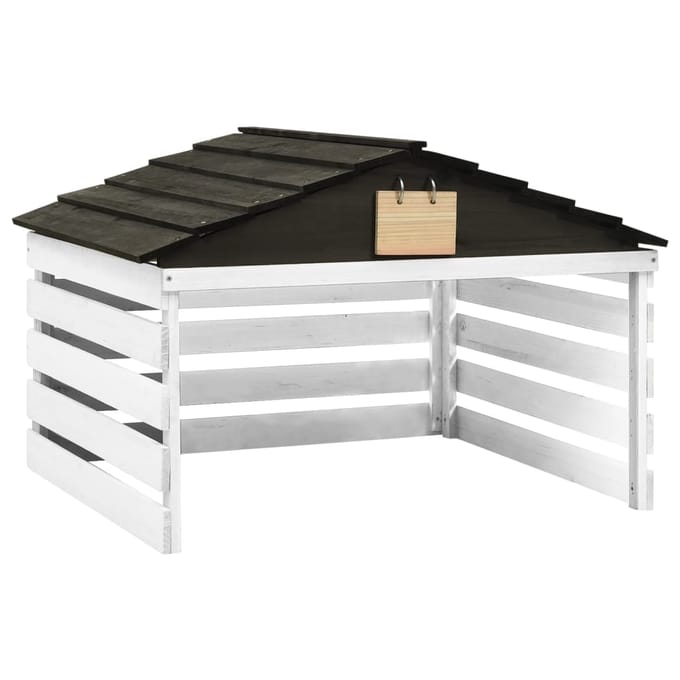 vidaXL - Overkapping - voor - grasmaaier - 78x74x54 - cm - vurenhout - zwart - en - wit