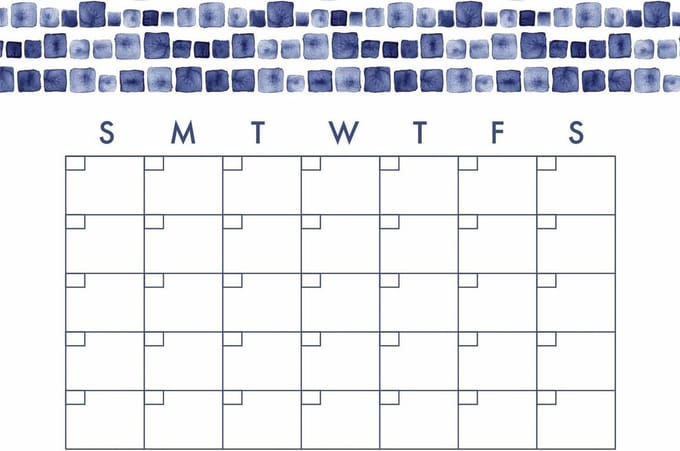 Roommates Muursticker Monthly Calendar 45,7 X 33 Cm Vinyl Blauw