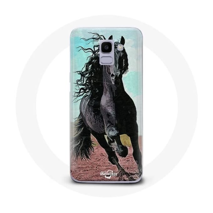 Coque pour Samsung Galaxy A8 2018 Cheval Noir De La Race Frisonne