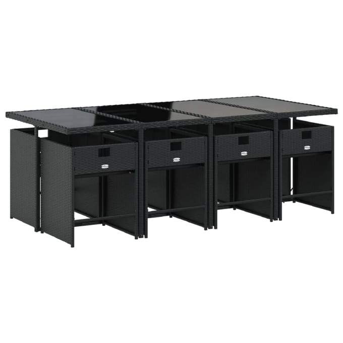 vidaXL - 9-delige - Tuinset - poly - rattan - zwart