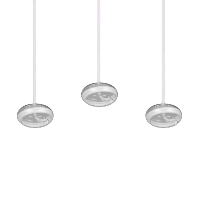 Trio Lighting LED hanglamp Tarsia, mat wit, lengte 91 cm, glas, 3-lamps.