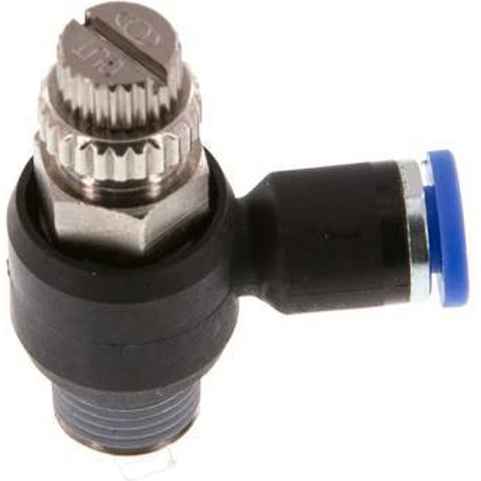 L-stuk Regelventiel 4 mm - R1/8'' Regeling-Uit Messing/Nylon