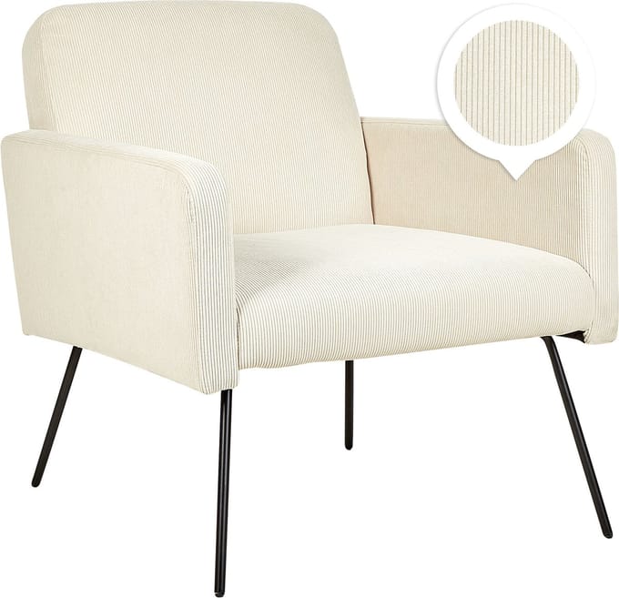 NARKEN - Fauteuil - Lichtbeige - Corduroy