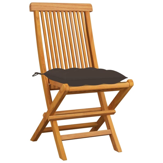 vidaXL - Inklapbare - stoelen - 8 - st - met - taupe - kussens - massief - teakhout