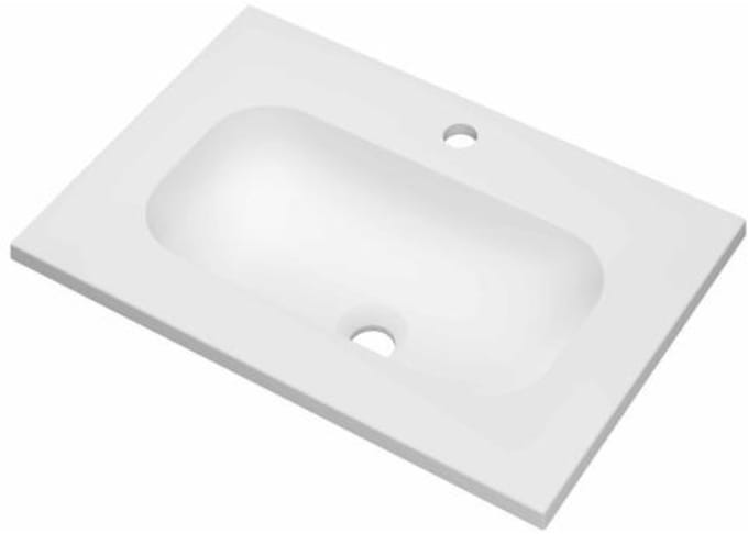 INK Reflekt Wastafel Polystone Centraal met 1 Kraangat - 600x400x15 mm - Mat Wit
