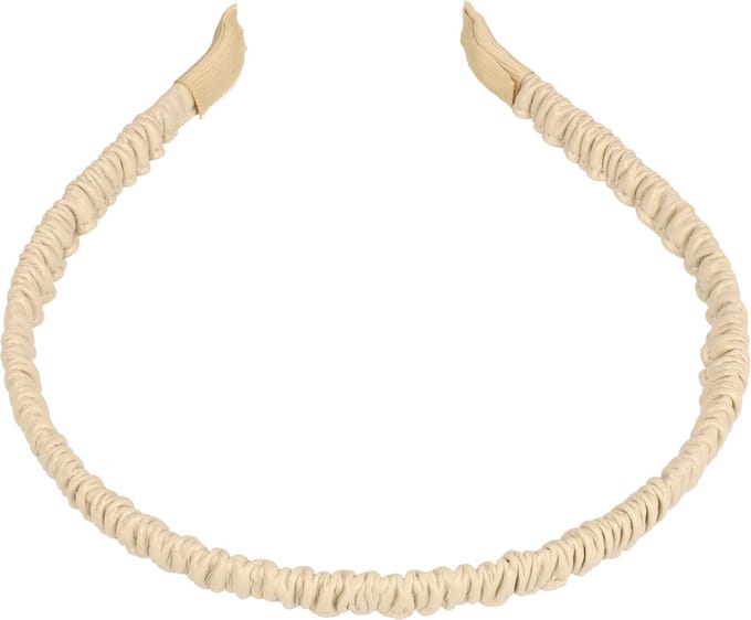 Haarsoires Haarband Diadeem 1cm – Gerimpeld Imitatie Lakleer – Crème