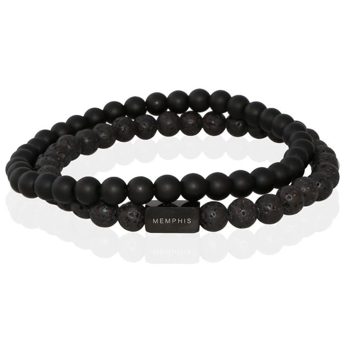 Memphis DUO Kralenarmbanden set Double Black-21cm