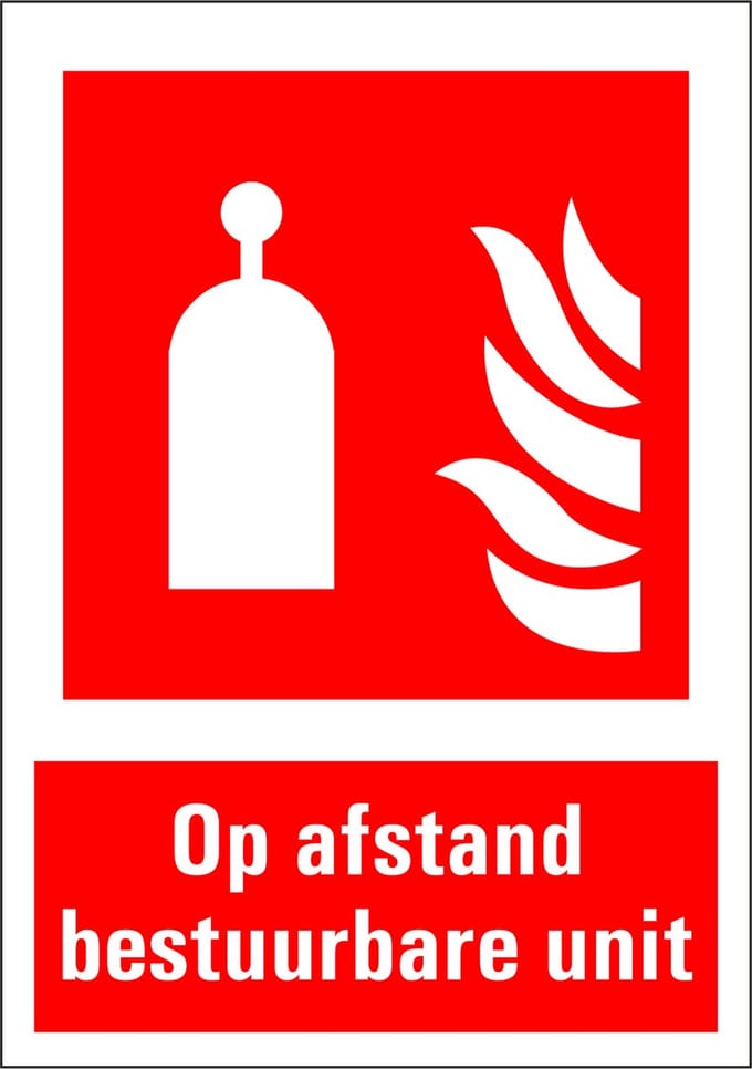 Op afstand bestuurbare unit sticker met tekst 297 x 420 mm
