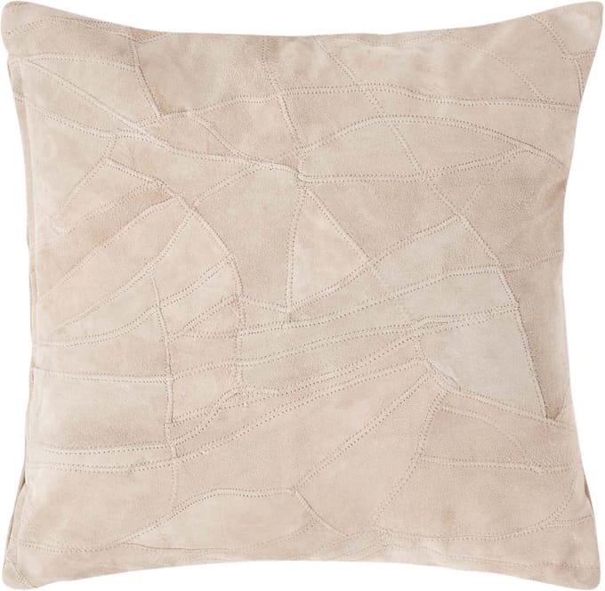 Homescapes patchwork leren kussen crème-beige, 45x45 cm