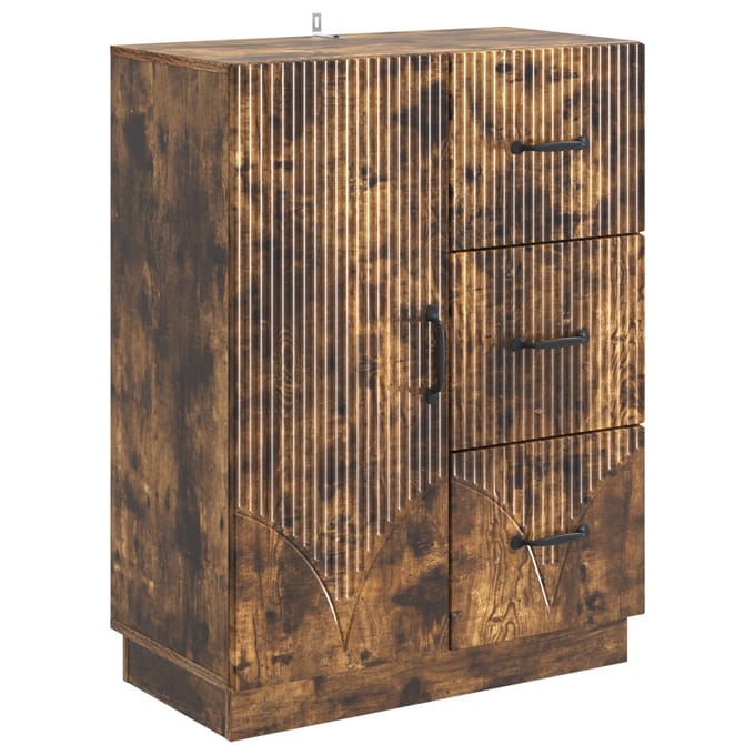 vidaXL - Dressoir - met - lade - Gerookt - eiken - 66 - x - 34,5 - x - 87 - cm - Bewerkt - hout