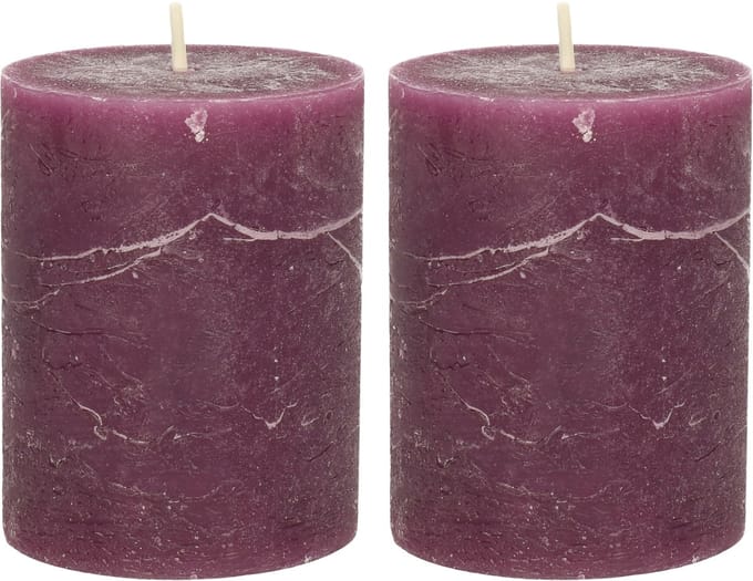 Atmospera Stompkaars/cilinderkaars - 2x - bordeaux rood - 7 x 9 cm - middel rustiek model