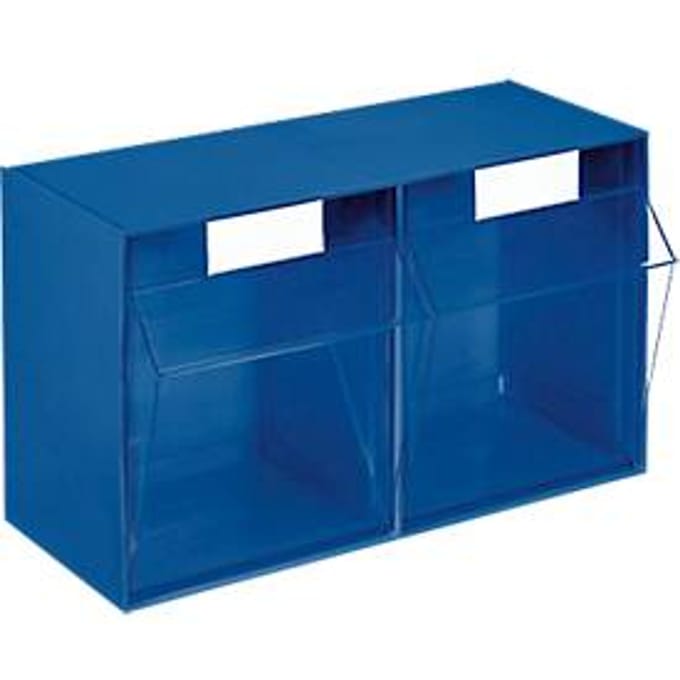 MultiStore, maat 2, B 600 x D 246 x H 353 mm, volume 28 l, stapelbaar, polystyreen, blauw/transp.