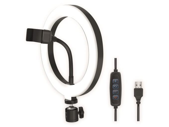 LOGILINK Smartphone-LED-ringlamp AA0151, Ø 20 cm, lichtregelaar