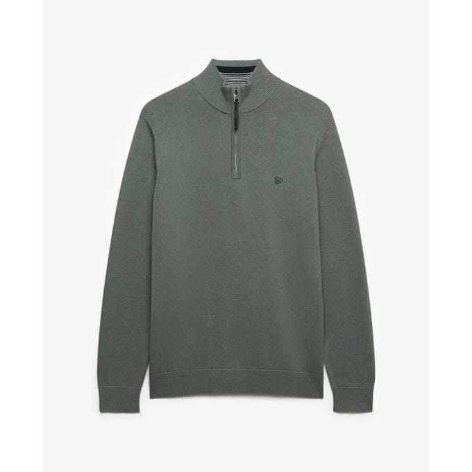 Superdry - Essentials Katoenen Trui met Halve Rits - Heren - Sweaters