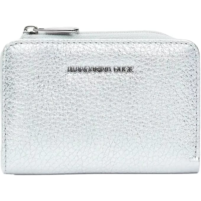 MANDARINA DUCK Leren portemonnee Mellow Metal Wallet Silver zilverkleurig