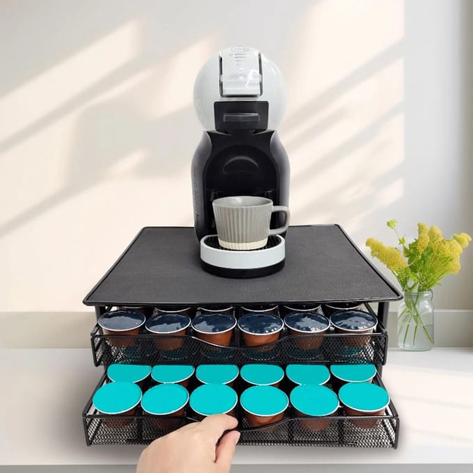 koffiecups houder-capsulehouder-72cups-met 2 lader-zwart