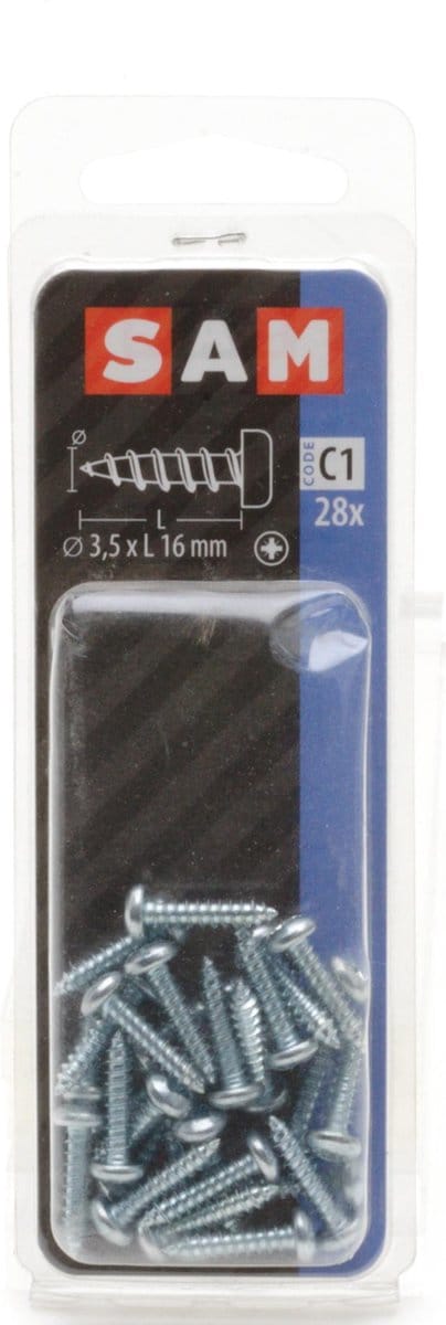 30X SAM Metaalschroef cyl.kop + moer 3x10mm C2 816206