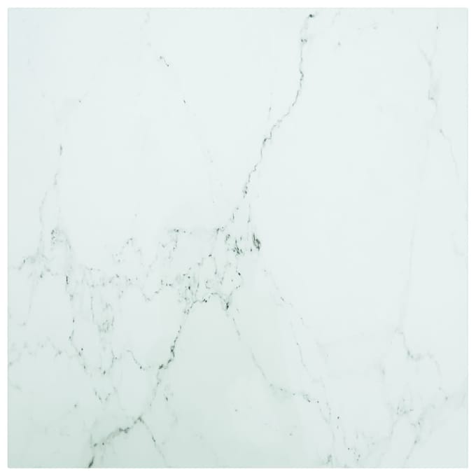 vidaXL - Tafelblad - marmerontwerp - 6 - mm - 70x70 - cm - gehard - glas - wit