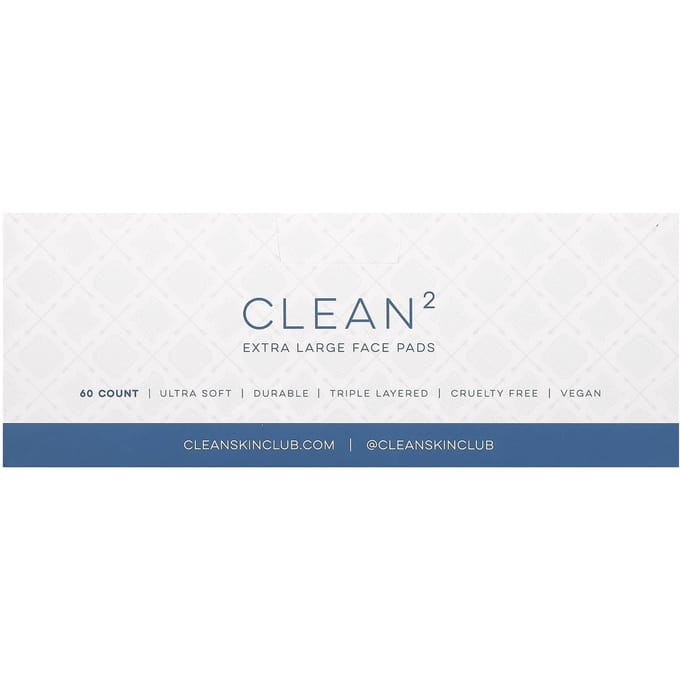 Clean Skin Club, Disques nettoyants visage Clean2, extra larges, 60 pièces white