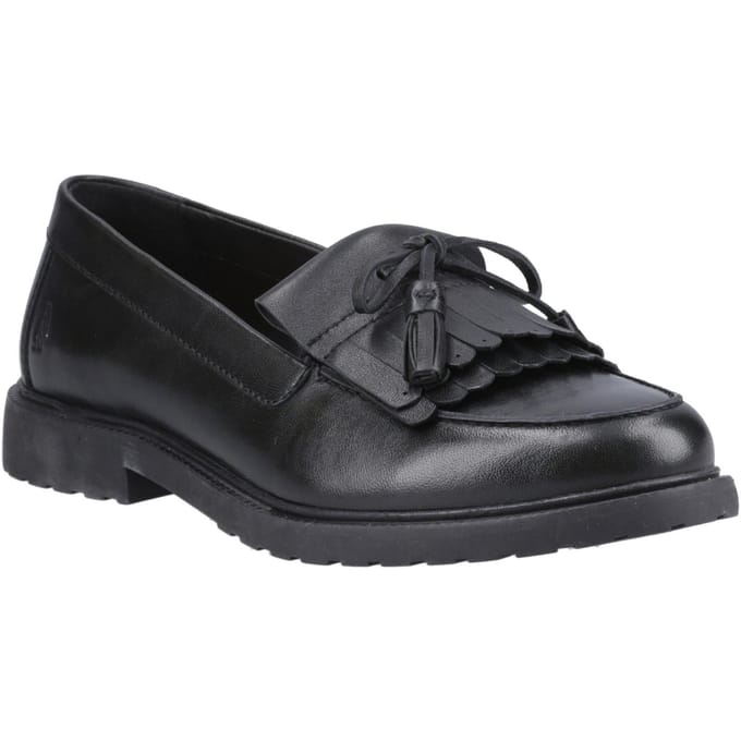 Hush Puppies Verity Kiltie Leren Dames Zwarte Instappers