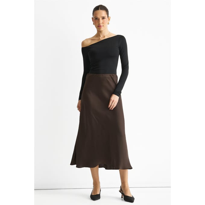 Chocolade Bias Midi Rok