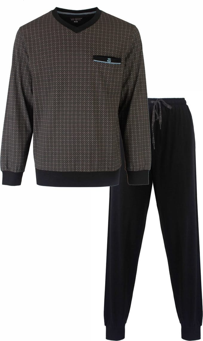 Paul Hopkins Heren Pyjama - Geprint Dessin - Donker Grijs - Maat S