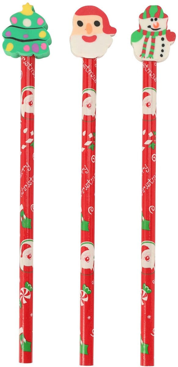 Potlood met Gum Kerst, 3st.