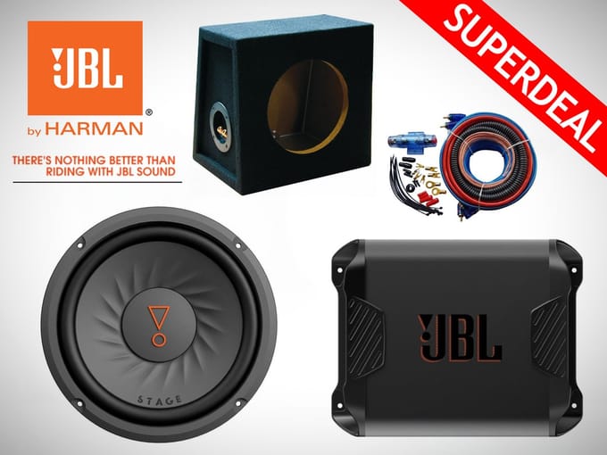 800W JBL Subwoofer + 10L Kist + JBL Versterker + Kabelset