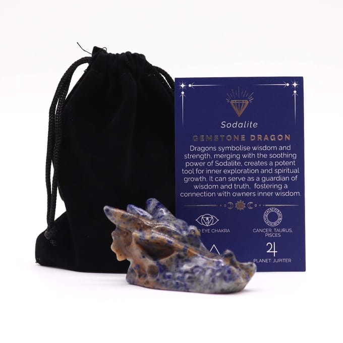 Edelsteen Grote Drakenkop - Sodaliet 60x30x35mm