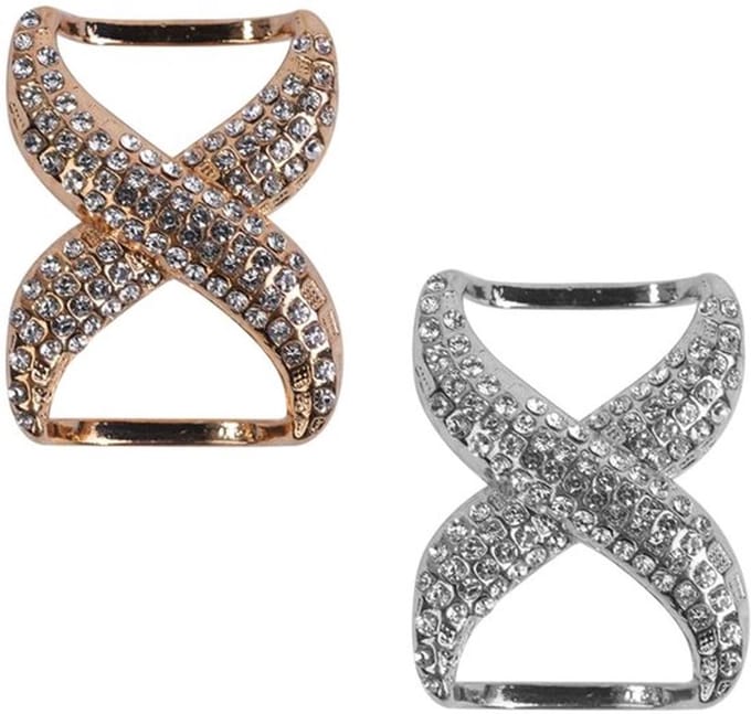 Sjaalclips - 2 Stuks - Goud/Zilver - Duurzaam - Strass - 4 cm x 3 cm - Elegant ontwerp - Sjaalring