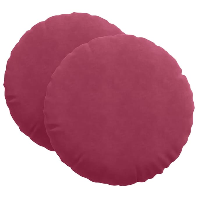 vidaXL - Zitkussens - 2 - st - Fluweel - Wijnrood - Ø60 - x - 21 - cm