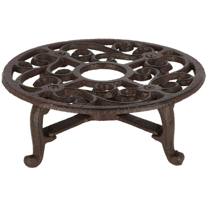Ronde pot warmer gietijzer antiek roestbruin