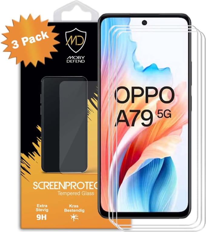 3-Pack MobyDefend Screenprotectors - Geschikt voor Oppo A79 - Case-Friendly Screensavers - Gehard Glas