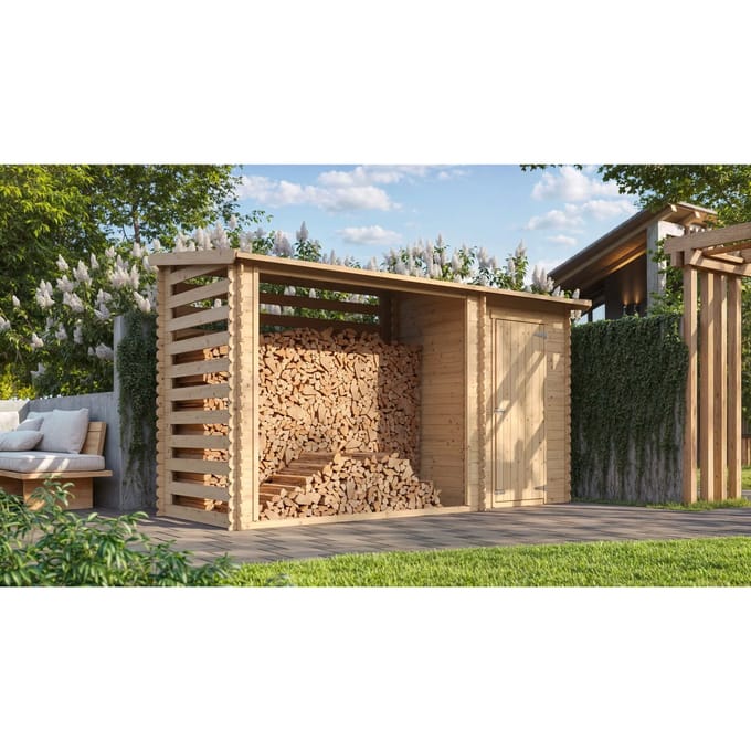 Intergard Houtberging haardhoutberging + tuinschuur 130x344x199cm