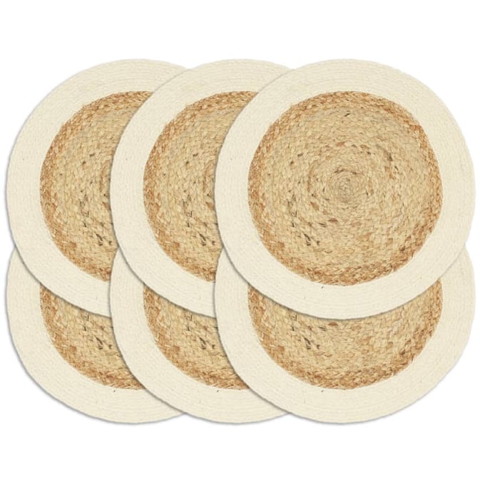 vidaXL - Placemats - 6 - st - rond - 38 - cm - jute - en - katoen - natuurlijk