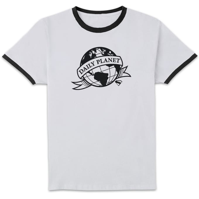 DC Comics Superman Daily Planet Unisex Ringer T-Shirt - White/Black - M