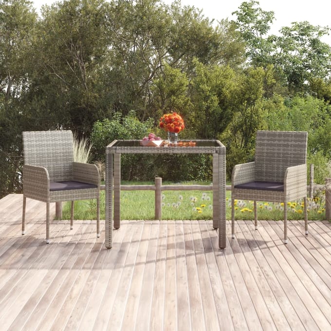 vidaXL - Tuinstoelen - 2 - st - met - kussens - poly - rattan - grijs