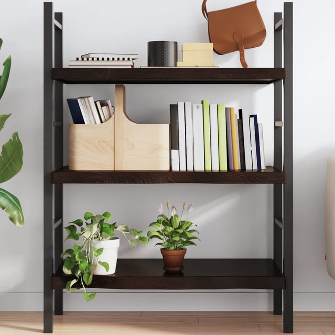 vidaXL - Wandschap - 80x60x(2-6)cm - behandeld - massief - eikenhout - donkerbruin