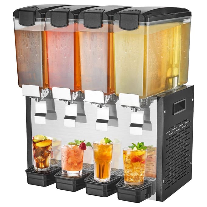 Commerciële Drankdispenser 10L x 4 Bakken Koude Sap IJsdrank Dispenser