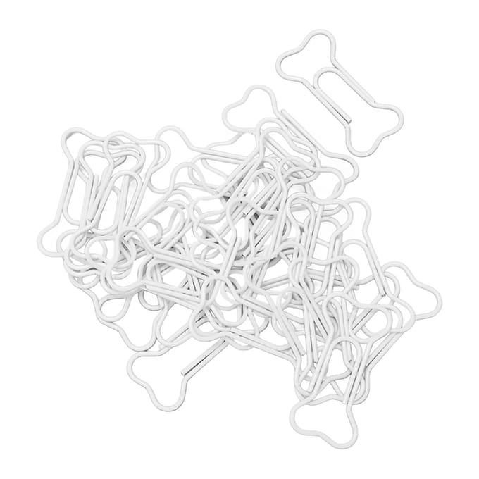 30 Stuks Fancy Paperclips Botvormige Plastic Gecoate Draad Multifunctionele Leuke Paperclips voor Notitieboek wit