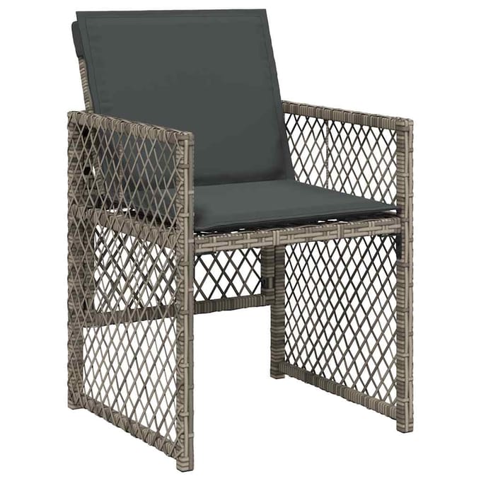 vidaXL - 15-delige - Tuinset - met - kussens - poly - rattan - grijs
